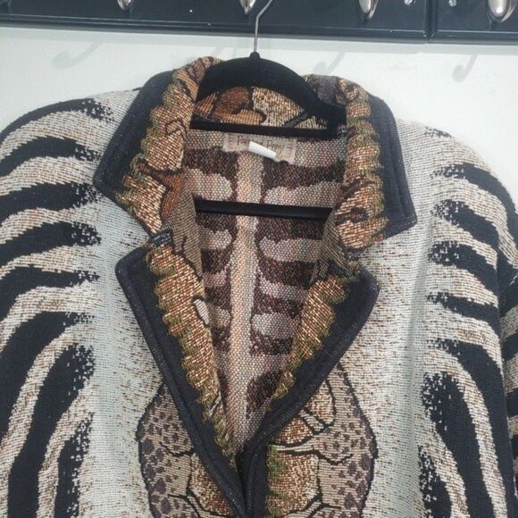 Painted Pony tapestry jungle animals jacket vintage large Shacket - Picture 5 of 6
